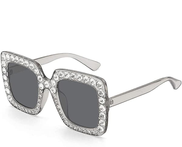 Firkantede Rhinestone Solbriller Oversized Diamant Bling Bling Briller
