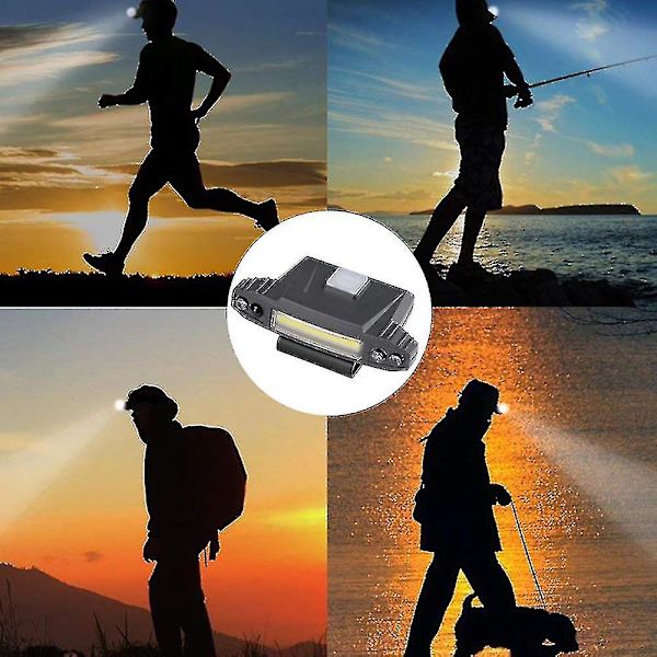 Bra COB LED USB-laddningsbar ABS-induktion utomhus 3w hjälmlampa vandringshuvudlampa det bästa valet（Som visas）