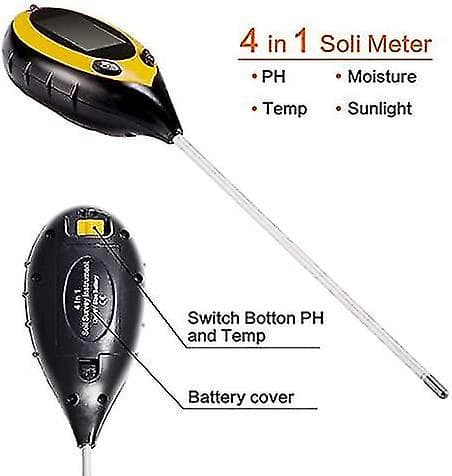 Havehygrometer 4 i 1 Jordtester Med 9V Batteri Til Fugtighed, Ph, Sollys, Temperatur