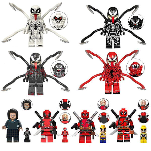 1,7\" Battle Hero Filmfigur Deadpool Minifigurer Byggesæt til Børn Drenge Påske, Halloween, Julegaver Samleobjekt 8 Stk./Sæt Venom Minifigurer