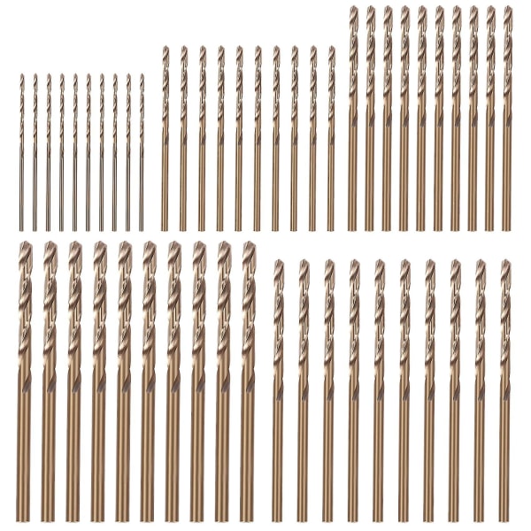 50 kpl Drillforce-työkalut M35 kobolttiporanteräsarja, HSS-CO-poranteräsarja 1-3 mm, kovettuneen teräksen, valuraudan ja ruostumattoman teräksen poraamiseen (kulta)