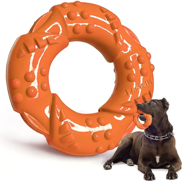 Hunde tyggelegetøj til aggressive tyggere: Næsten uødelæggeligt ultra-holdbart naturligt gummilegetøj til hvalpe til mellemstore og store racer