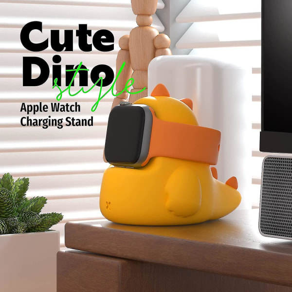 Laturitelineen kanssa yhteensopiva Apple Watch Series 7/6/se/5/4/3/2/1, Dinosaur Iwatch lataustelakka (valkoinen)