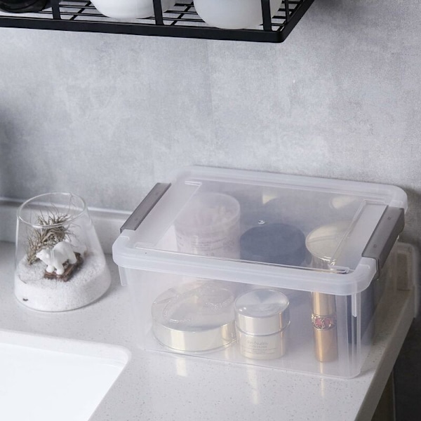 3L förvaringsbehållare med lock, stapelbara plastbehållare för smådelar, 23 x 17 x 10,5 cm