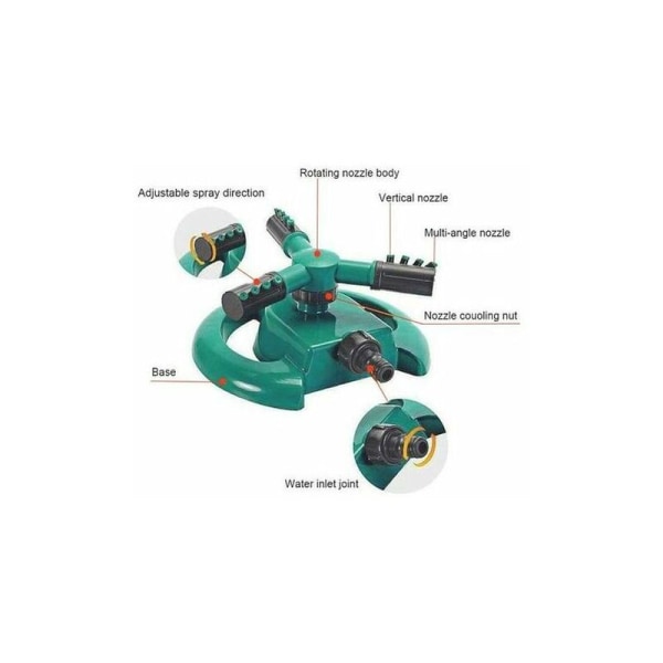Automatisk sprinkler, trädgårdssprinkler, - Automatisk gräsbevattningssystem 360° Automatisk rotation - Grön