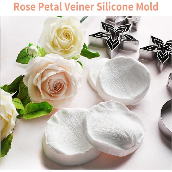 3D Rose Petals Form Silikone Fondantform Chokoladeforme Slikkeforme Åre