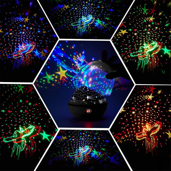 Stjernehimmel-projektor LED-projektorlampe Barn 360 roterende lysmoduser (rosa)