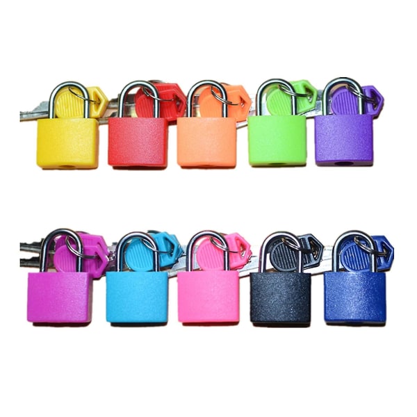 10 pakke små fargede hengelåser, mini koffertlåser Nøkkelhengelås Flerfarget metallhengelås med nøkler til skoletreningsstudio