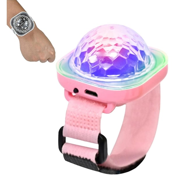 Mini Disco Ball Ljus Atmosfär Ljus Armband Ljudaktiverad Led Scenljus Klocka För Rumsdekor, Bil, Födelsedag（Rosa）