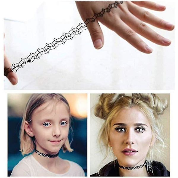 Gotisk tatovering kæde vedhæng, pigers choker stræk halskæde sæt (24 stykker