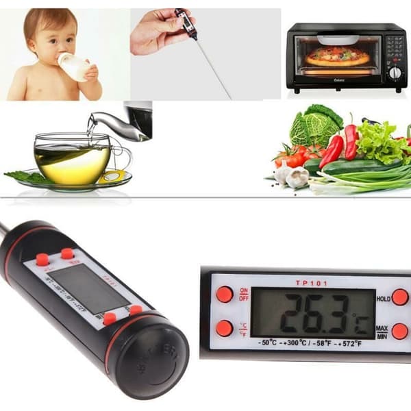 Digital kökstermometer för kött vatten mjölk matlagning matprob BBQ elektronisk svart