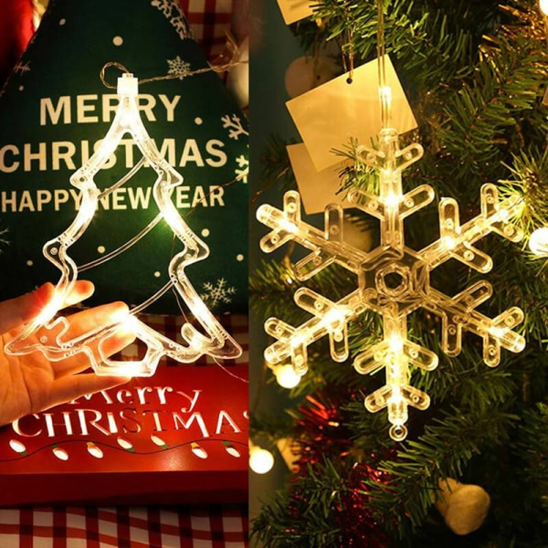 Julklockor Snögubbe Starlight Semester Fönsterdekorationer LED sugkoppsljus Batteridrivna julgirlander för heminredningsljus Pentagram
