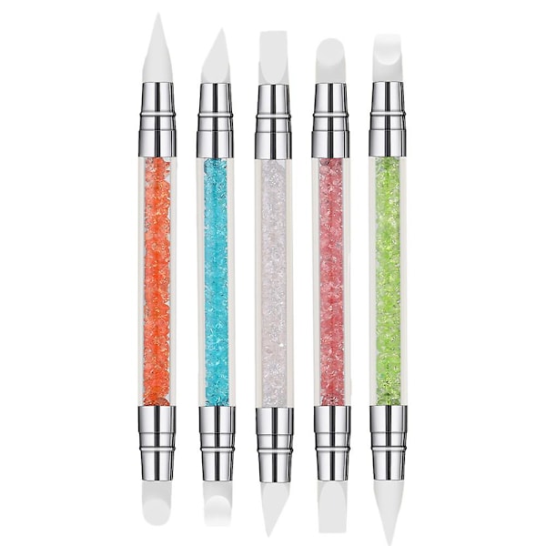 5 Pcs Dual Tipped Silicone Nail Tools Nail Art Sculpture Pen,Silicone Head Nail Art Brushes