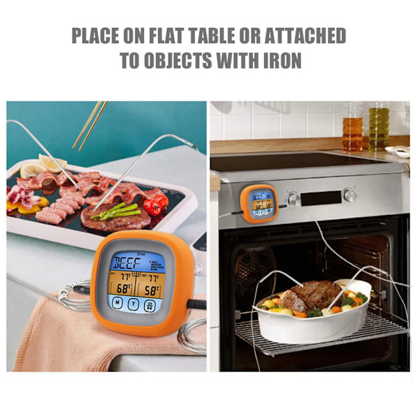 Digital kötttermometer Grill matlagning mattermometer med 2 sonder för ugn grill grill sjuda