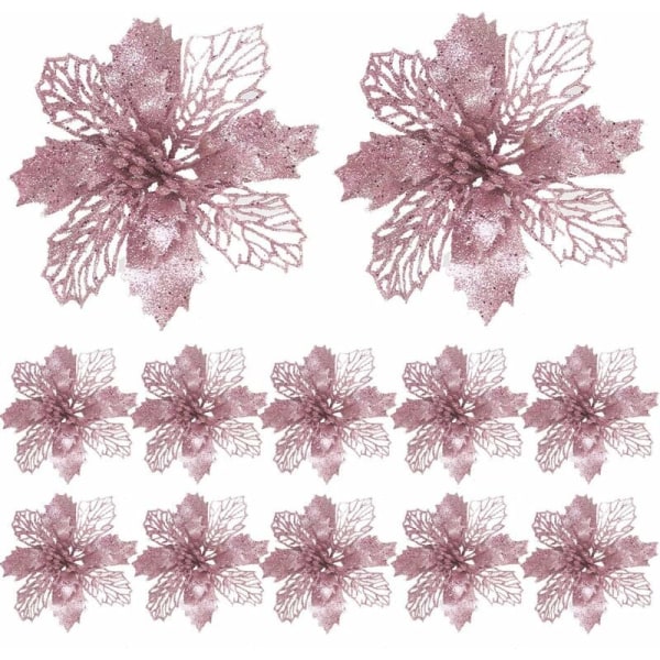 12 stj. julgransprydnader i ett stycke saffransfärgade julgransprydnader (rosa)
