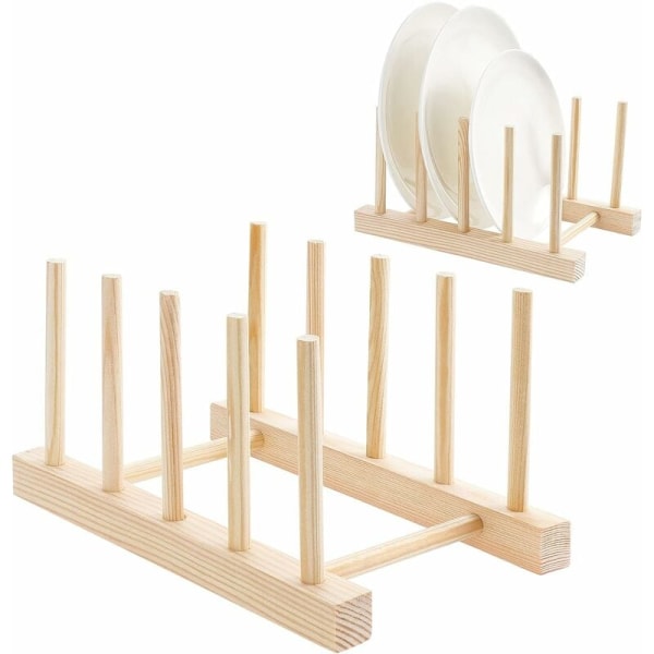 2 st bambu diskställ, trä diskställ, bambu diskställ, bambu diskställ för skål, koppar, skärbräda, CD-skivor, böcker