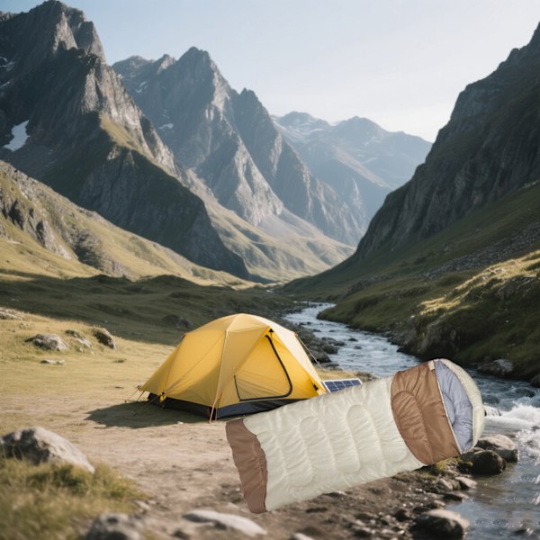 Sovsäck för vuxna för vintern, tjock och varm, utomhuscamping, resor, bergsklättring, portabel och smutsavvisande, campingsovsäck Beige with khaki 1.3KG （180+30）*75cm适宜温度15℃
