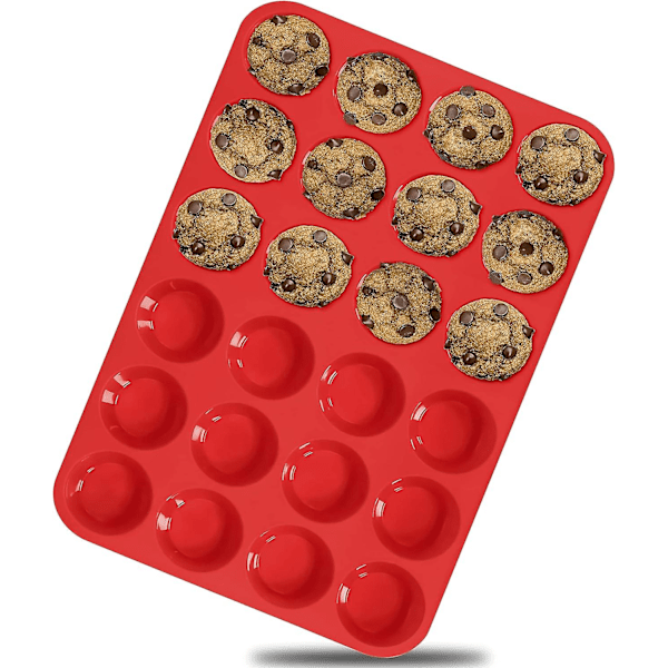 Silikone Muffinform - Mini 24 Kopper Cupcakeform. Non-Stick Silikone Bageforme