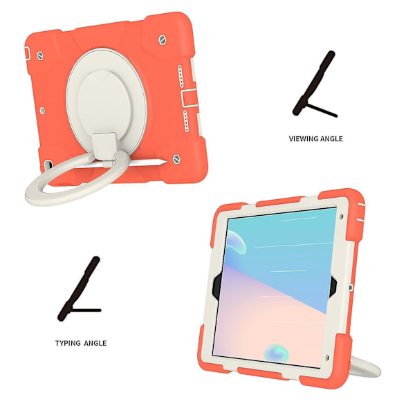 Nytt 360 roterande stativfodral för iPad Air 10,2 tum 2019/2020 med axelrem, kameraskydd (korallorange)