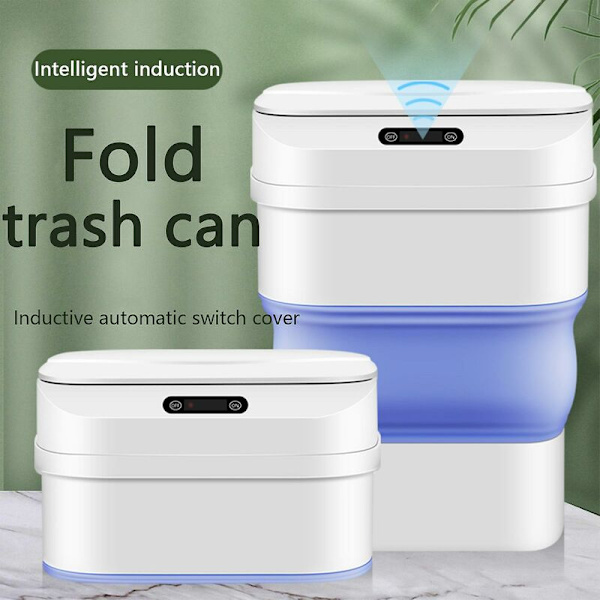 Smart skalbar soptunna med automatiskt lock, 8L/17.5L trådlös kontaktlös smart induktions soptunna, bärbar hopfällbar bilsoptunna
