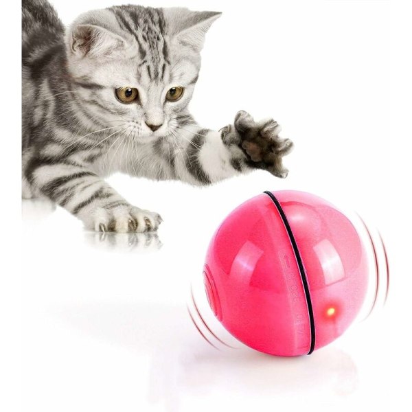 longziming Cat Toy Toy Ball med LED-ljus Auto 360 graders rotation och USB laddning Interaktiv Cat Toy Pet Hund Kattunge (röd)