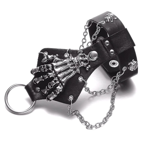 Punk Rock Alloy Skull Hand Rivet Chain Cuff Armbånd