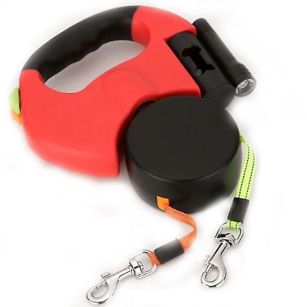 Evago Dobbelthodet uttrekkbar hundebånd rød og svart farge for små og mellomstore hunder, gåtur trening,