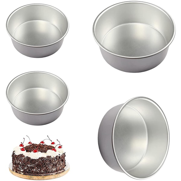 4-tums kakform, 4-delade runda bakformar i aluminium lager Cheesecake- set Plåtset, nonstick och giftfritt