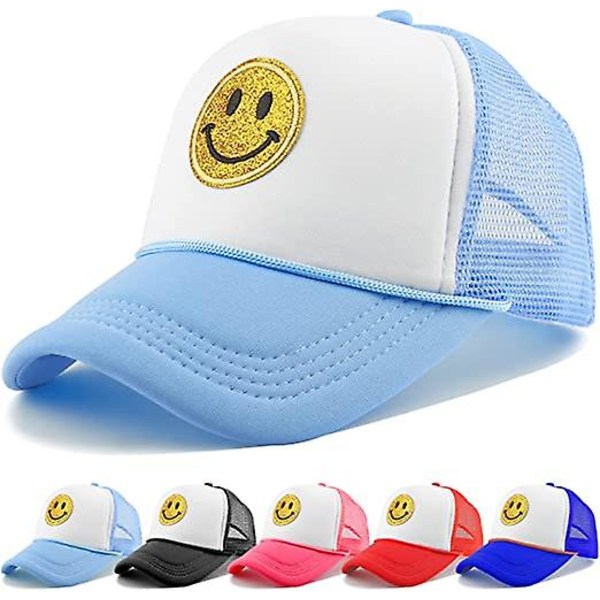 Unisex baseball cap Smiley, keltainen kimalteleva smiley brodeerattu kuorma-autohattu