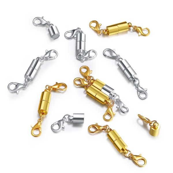 Magnetisk hummerlås, moderiktigt dekorativt magnetiskt halsbandslåsförlängare, använd för att öka längden på dina favorithalsband (4st, guld+s)