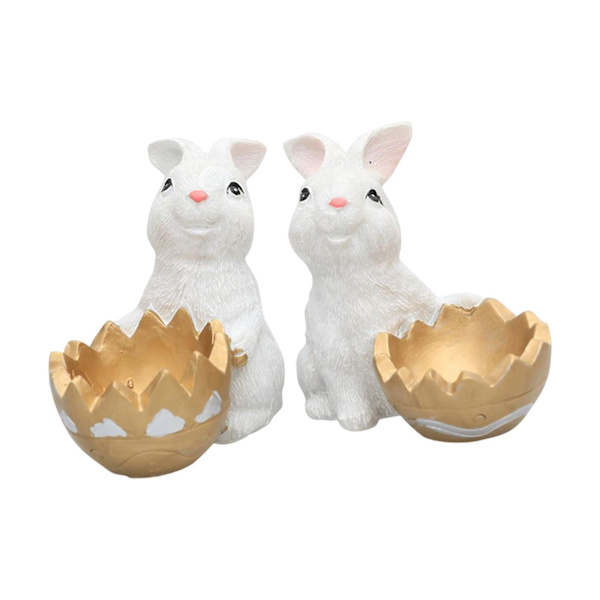 2x Kaninfigurer Kanin Statyett Djur För Påsk Vardagsrum Festgåva