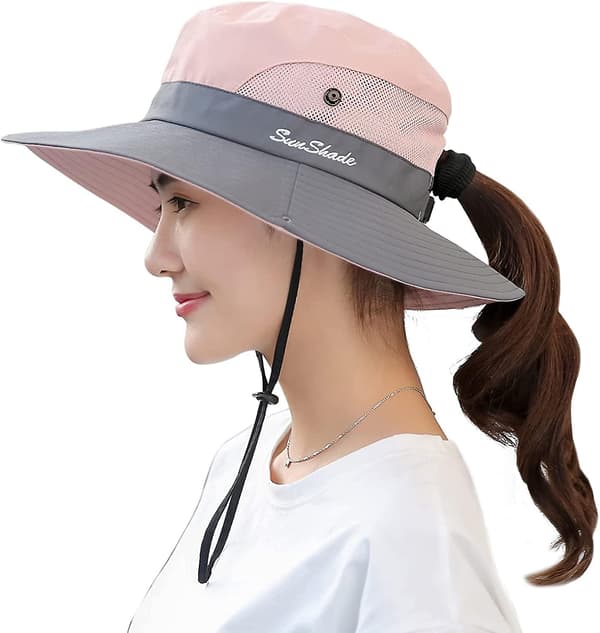 Dame Hestehale Solhatt UV-beskyttelse Sammenleggbar Mesh Bred Brede