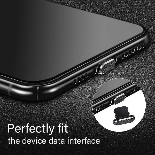 4 kpl pölynestopistokkeita, jotka ovat yhteensopivat Iphonen kanssa, suojaa cover(musta)
