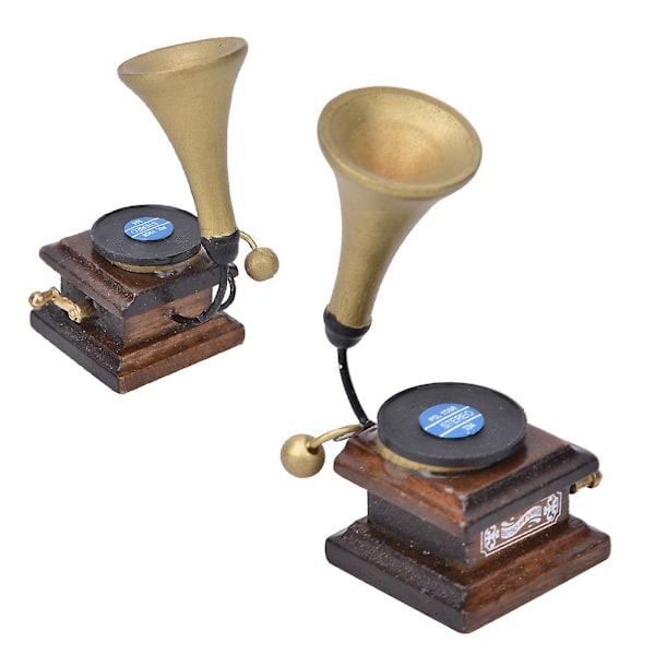 1:12 Nukkekoti Dekoraatio Tarvikkeet Nukkekoti Kompakti Retro Fonografi PhonogramBrown