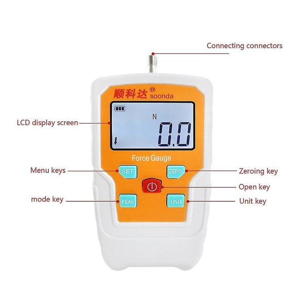 Kannettava digitaalinen voimamittari taustavalolla - työntö-/vetomittari -n/lb-/kg-/oz-（20N）