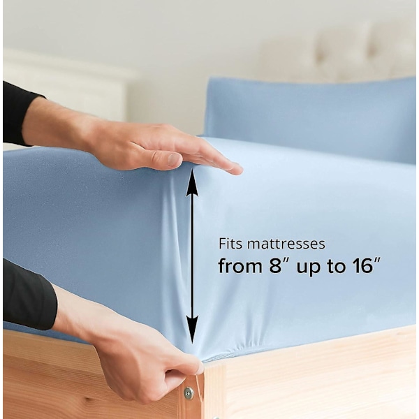 Queen size lakanset - Andningsbart & kylande - Hotell lyx sängkläder - Extra mjukt - Djupa fickor - Lätt passform - 4-delat set - Rynkfri - Bekväm - Li