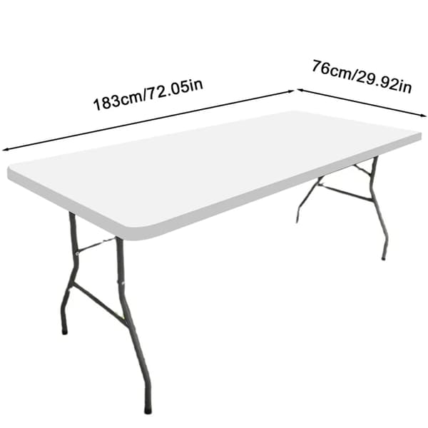 6ft Vit Tvättbar Rektangulär Bordsduk, Vattenavvisande, Elastisk för Utomhusmatsal