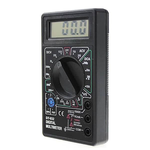 Profesjonell Dt832 digitalt multimeter LCD for DC AC voltmeter ammeter ohm tester（svart）