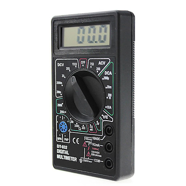 Professionell Dt832 Digital Multimeter Lcd För Dc Ac Voltmeter Ammeter Ohm Tester（Svart）