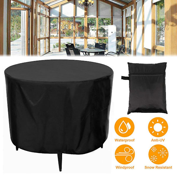 Utomhus trädgårdsmöbler regnskydd svart möbler bord stol set vattentätt överdrag runt soffa trädgård uteplats regndammsskydd（325*95cm）