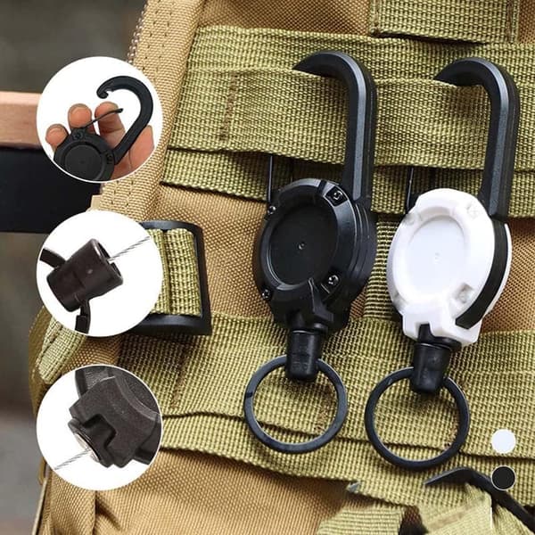 2 st automatiska infällbara vajerkrok nyckelringar Vit