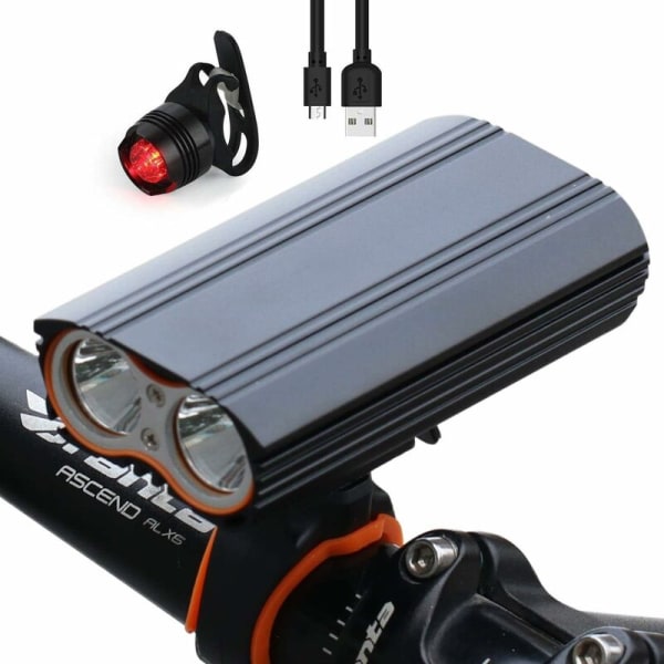 2400 lumen vattentät MTB mountainbikelampa, USB laddningsbar, 4 lägen, frontljus, LED-lampa, kraftfull, lämplig för alla cyklar