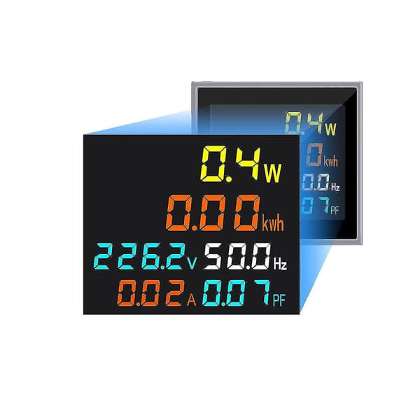 LCD AC Voltmeter Ammeter Wattmeter Effekt Energifrekvens Måler Strøm Montior