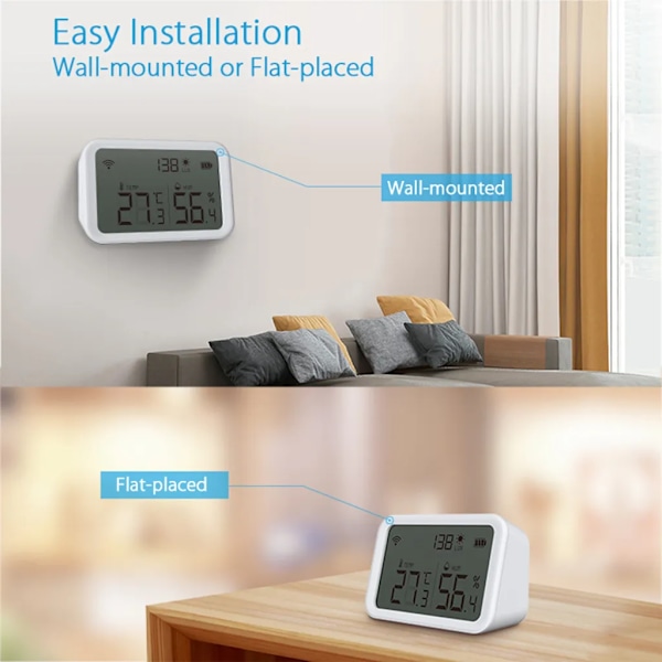 NEO Coolcam Tuya WiFi Smart Temperatur- och fuktighetssensor Ljusstyrka detektor inomhus hygrometer termometer med LCD-display
