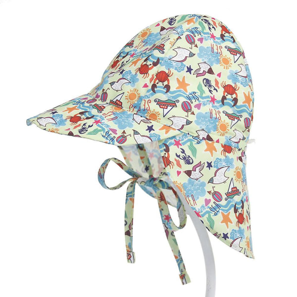 Baby aurinkohattu Upf 50+ suojaus, säädettävä Baby Summer Beach Ultra-ohut hengittävä hattu, uima-altaan aurinkohattu, cap ympärysmitta 44-48 cm (rapu)