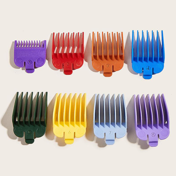 Professionell hårtrimmer/trimmer med 8 färger Guard Kammar Guidekammar kodade/kammar - perfekt för tillbehör för hårklippare/trimmers
