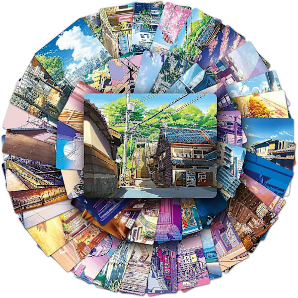 50 kpl Anime Street Scenery -tarra, vedenpitävä esteettinen tarra kannettavalle tietokoneelle, romanttinen tarra vesipullolle, rullalaudalle, matkatavaroille, autoille, kitaralle, japanilainen