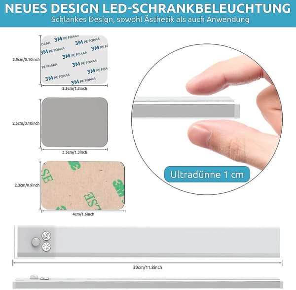 Ny LED-sensorlys, skaplys med bevegelsessensor, 3 fargemoduser USB-gave