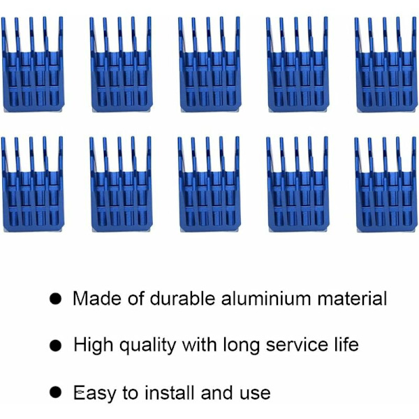 10-pack blå aluminium stegmotor kylflänsar för TMC2100 3D-skrivare（9912MM） longziming