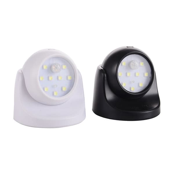 9LED human body light control dual induction energy-saving lamp 360 degree rotation automatic induction work light white + black